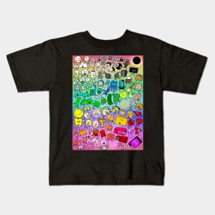 BFDI Inanimate Insanity All Characters (Rainbow) Kids T-Shirt